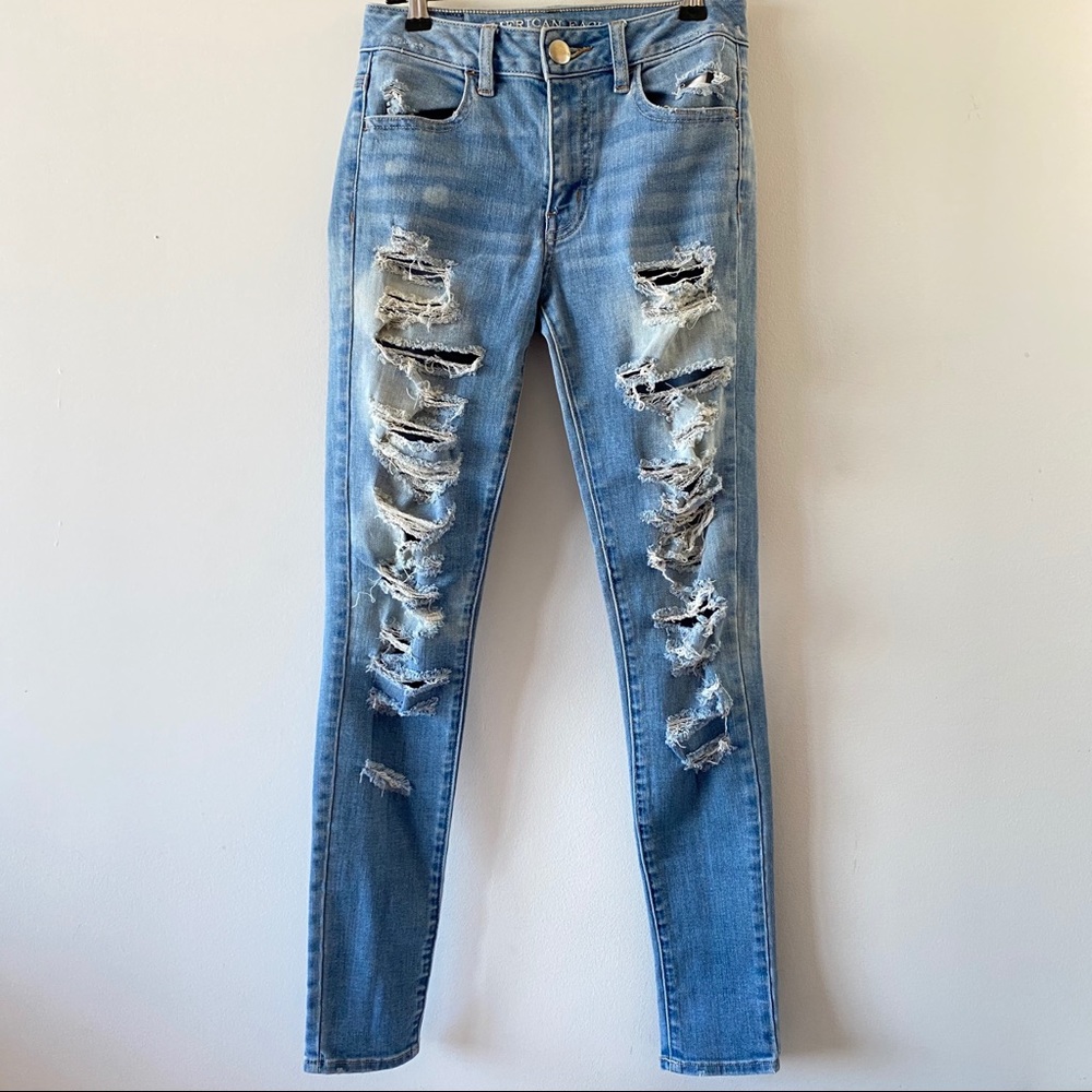 AEO Distressed Hi-Rise Jegging Size 0